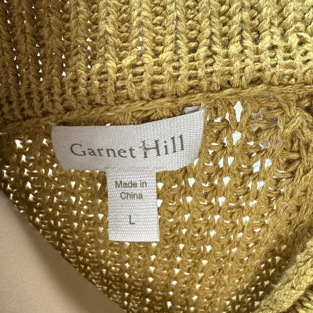 Garnet Hill Maren Button Cardigan Sweater Size L Brass Gold Linen Organic Cotton